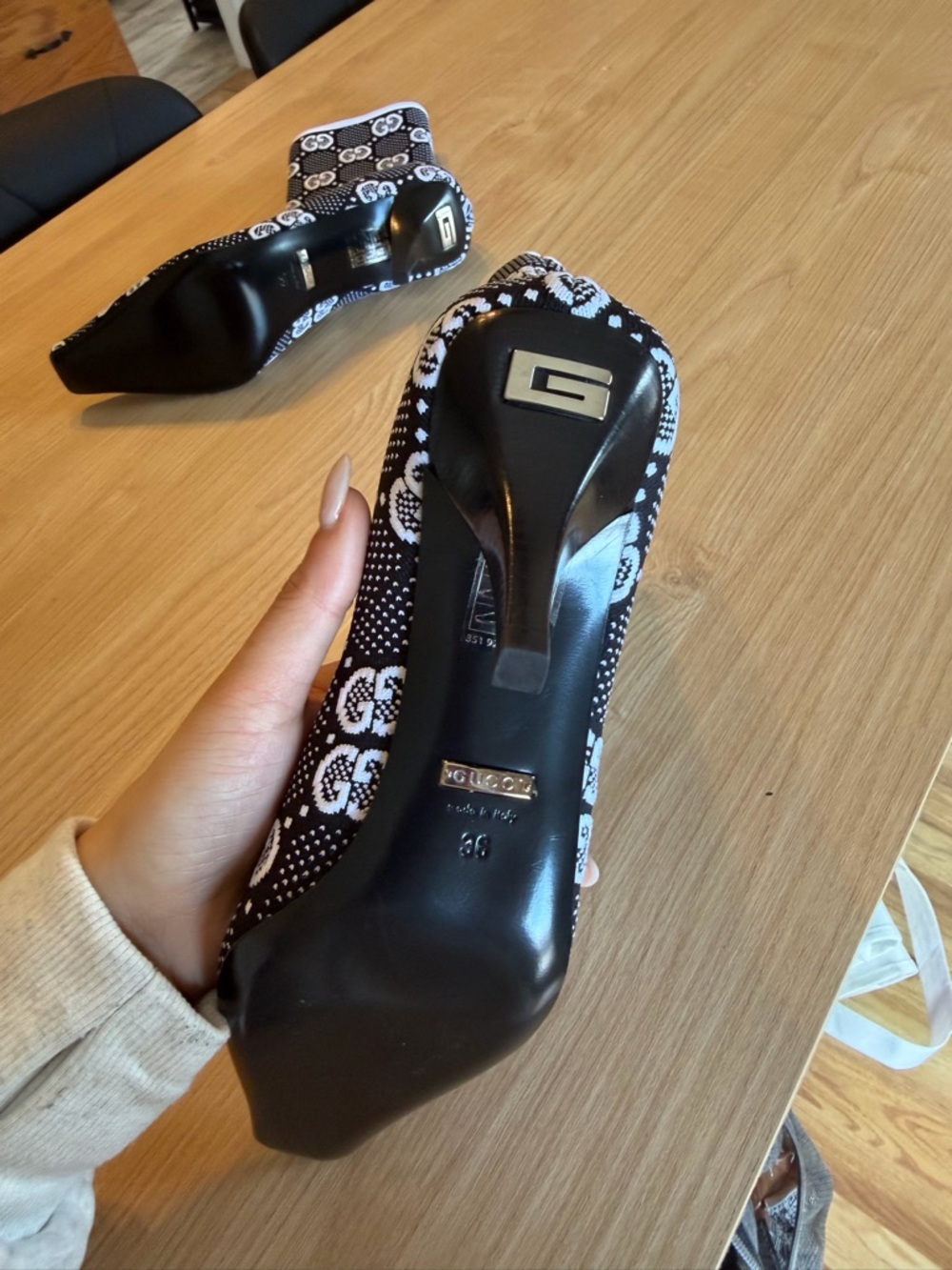 Gucci Black and White GG Logo Ankle Boots - Picture 4 of 5